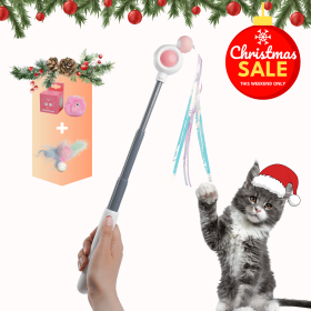 Cat Toy Two Product Sets, Including Retractable Laser Cat Toy Stick + Intelligent Bird Call Cat Toy Interactive Ball, Pet Fun Products