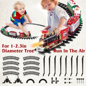 Electric Train Set Kid Toy Xmas Steam Train Kit Tree Surround Track Battery Operated with Sound Light Santa Claus Christmas Gift