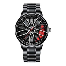 Mens Luxury Watches Sports Car Watches 3D Sport Rim Hub Wheel Wristwatch Car Quartz Men's Watches Creative Relogio Masculino (Color: Red)