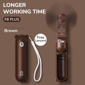 Portable Fan Mini Handheld Fan USB 4800mAh Recharge Hand Held Small Pocket Fan with Power Bank Flashlight Feature (Color: Brown)