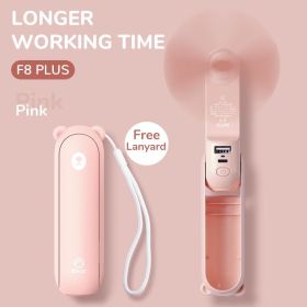 Portable Fan Mini Handheld Fan USB 4800mAh Recharge Hand Held Small Pocket Fan with Power Bank Flashlight Feature (Color: Pink)