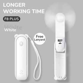 Portable Fan Mini Handheld Fan USB 4800mAh Recharge Hand Held Small Pocket Fan with Power Bank Flashlight Feature (Color: White)
