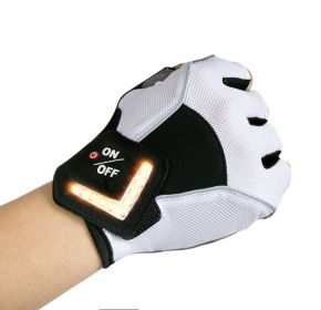 Flashlight Gloves Gifts for Men Automatic Induction Steering Light Glove Ride Warning Light Glove (Color: White, size: L)