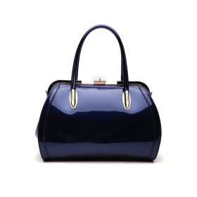 MKF Collection Patent Satchel Handbag by Mia k (Color: Navy, Material: Polycarbonate)