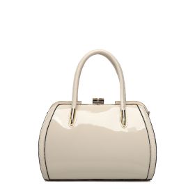 MKF Collection Patent Satchel Handbag by Mia k (Color: Bone, Material: Polycarbonate)