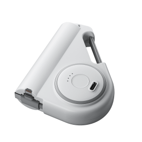 5000mAh Cool Power Bank with Build-in 2.6 feet Self-Retractable Multi Charging Cable, Lightning and Type-C Support, Flash Light (Color: White)