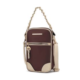 MKF Collection Sue Practical and Funtional Crossbody bag by Mia K. (Color: Coffee ivory, Material: Nylon)