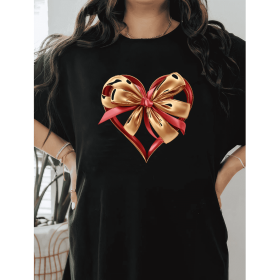 Casual Women's Cotton T-Shirt with Bow Detail - Trendy and Comfortable for Every Season (Style: 140)
