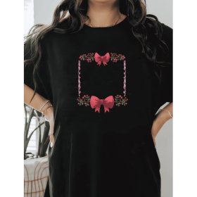 Casual Women's Cotton T-Shirt with Bow Detail - Trendy and Comfortable for Every Season (Style: 162)