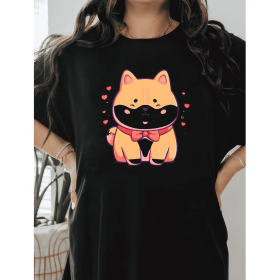 Casual Women's Cotton T-Shirt with Bow Detail - Trendy and Comfortable for Every Season (Style: 107)