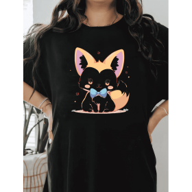 Casual Women's Cotton T-Shirt with Bow Detail - Trendy and Comfortable for Every Season (Style: 109)