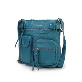 MKF Collection Vintage Stiella Shoulder Handbag by Mia K. (Color: Teal, Material: Vegan Leather)