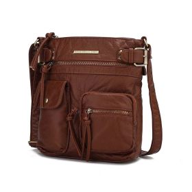 MKF Collection Vintage Stiella Shoulder Handbag by Mia K. (Color: Chocolate, Material: Vegan Leather)