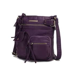 MKF Collection Vintage Stiella Shoulder Handbag by Mia K. (Color: Purple, Material: Vegan Leather)