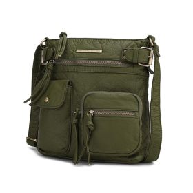 MKF Collection Vintage Stiella Shoulder Handbag by Mia K. (Color: Green, Material: Vegan Leather)