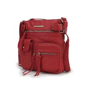 MKF Collection Vintage Stiella Shoulder Handbag by Mia K. (Color: Red, Material: Vegan Leather)