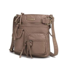MKF Collection Vintage Stiella Shoulder Handbag by Mia K. (Color: Taupe, Material: Vegan Leather)