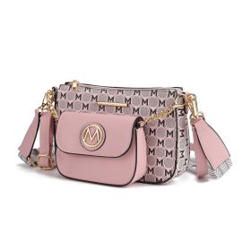 MKF Collection Ciri Crossbody Women's Double Bag by Mia K (Color: Pink, Material: Vegan Leather)