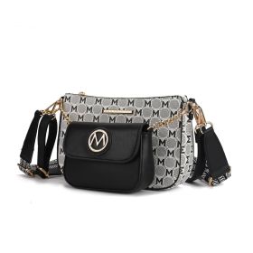 MKF Collection Ciri Crossbody Women's Double Bag by Mia K (Color: Black, Material: Vegan Leather)