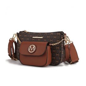 MKF Collection Ciri Crossbody Women's Double Bag by Mia K (Color: Brown, Material: Vegan Leather)