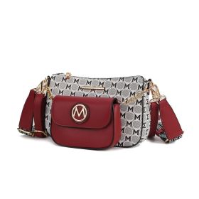 MKF Collection Ciri Crossbody Women's Double Bag by Mia K (Color: Red, Material: Vegan Leather)
