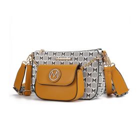 MKF Collection Ciri Crossbody Women's Double Bag by Mia K (Color: Mustard, Material: Vegan Leather)