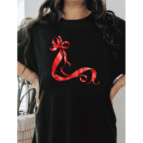 Casual Women's Cotton T-Shirt with Bow Detail - Trendy and Comfortable for Every Season (Style: 368)