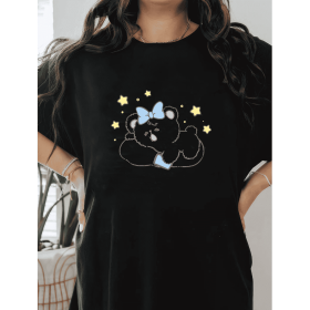 Casual Women's Cotton T-Shirt with Bow Detail - Trendy and Comfortable for Every Season (Style: 404)