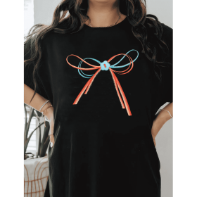 Casual Women's Cotton T-Shirt with Bow Detail - Trendy and Comfortable for Every Season (Style: 271)
