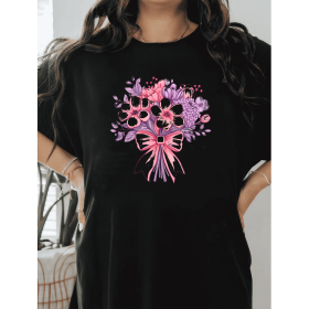 Casual Women's Cotton T-Shirt with Bow Detail - Trendy and Comfortable for Every Season (Style: 398)