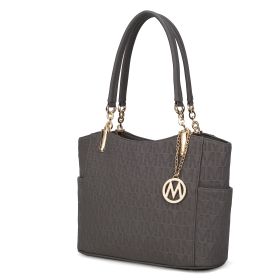 MKF Collection Malika M Signature Satchel Handbag by Mia k (Color: Grey, Material: Vegan Leather)