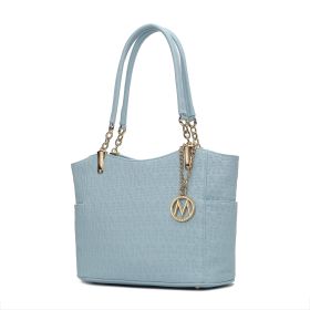 MKF Collection Malika M Signature Satchel Handbag by Mia k (Color: Light Blue, Material: Vegan Leather)