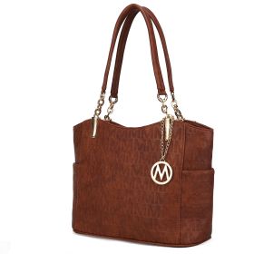 MKF Collection Malika M Signature Satchel Handbag by Mia k (Color: Camel, Material: Vegan Leather)