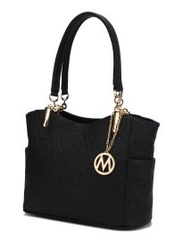 MKF Collection Malika M Signature Satchel Handbag by Mia k (Color: Black, Material: Vegan Leather)
