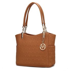 MKF Collection Malika M Signature Satchel Handbag by Mia k (Color: Tan, Material: Vegan Leather)