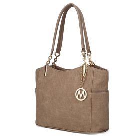MKF Collection Malika M Signature Satchel Handbag by Mia k (Color: Taupe, Material: Vegan Leather)
