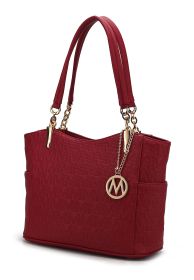 MKF Collection Malika M Signature Satchel Handbag by Mia k (Color: Red, Material: Vegan Leather)