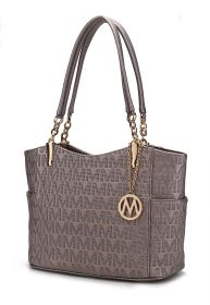 MKF Collection Malika M Signature Satchel Handbag by Mia k (Color: Pewter, Material: Vegan Leather)