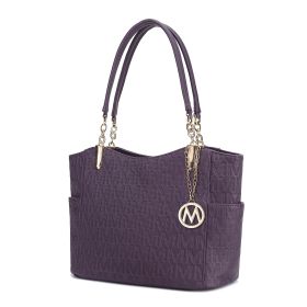 MKF Collection Malika M Signature Satchel Handbag by Mia k (Color: Purple, Material: Vegan Leather)